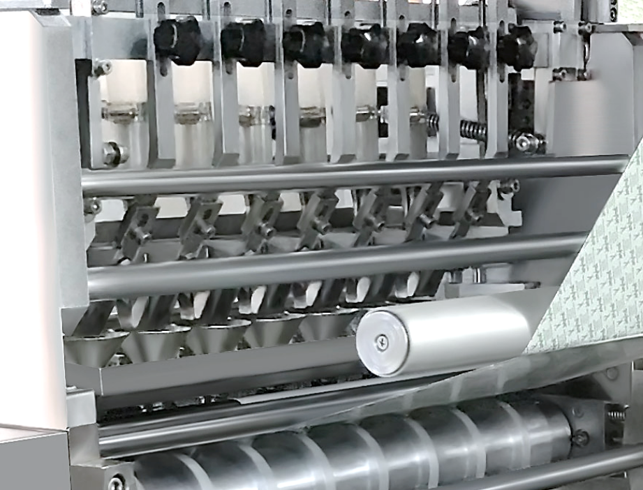 Unit penakaran volumetrik horizontal pada mesin pengemasan TRGM