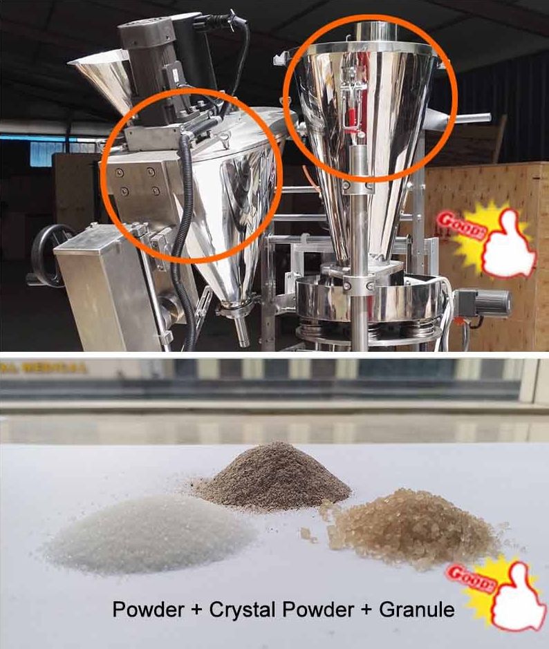 Sistem penakaran ulir dan volumetrik dengan sampel bubuk dan granul