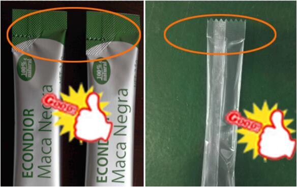 Contoh kemasan stik yang telah disegel dan dipotong